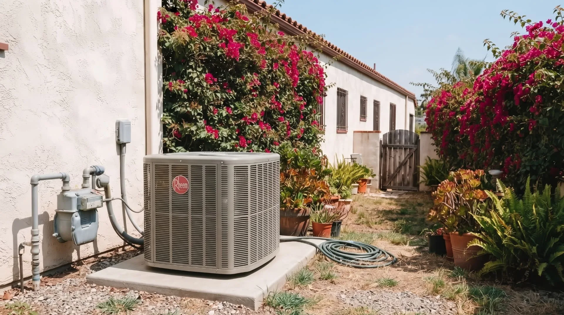 New high-efficiency air conditioning condenser installed at a Los Angeles home