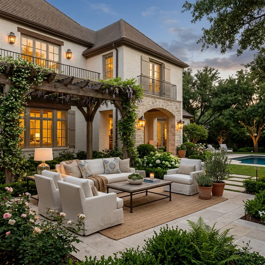 Minimalist modern luxury home exterior patio