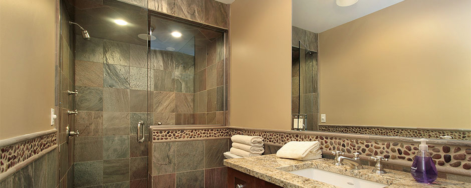 Luxury master bath with walk-in shower