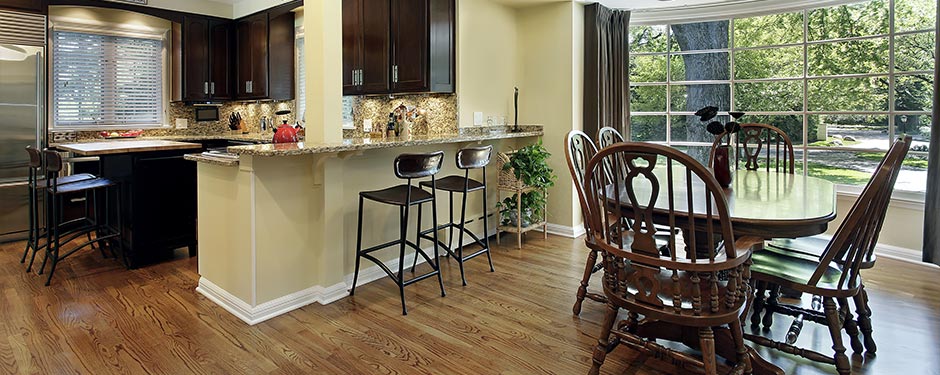 open concept kitchen with hardwood kitchen