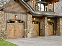 Wood and stone garage doors