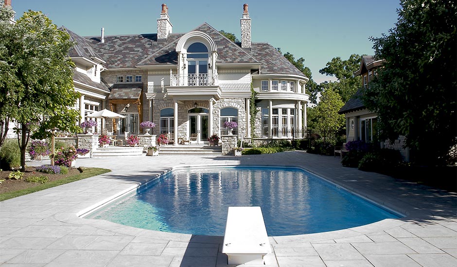 castle mansion with pool