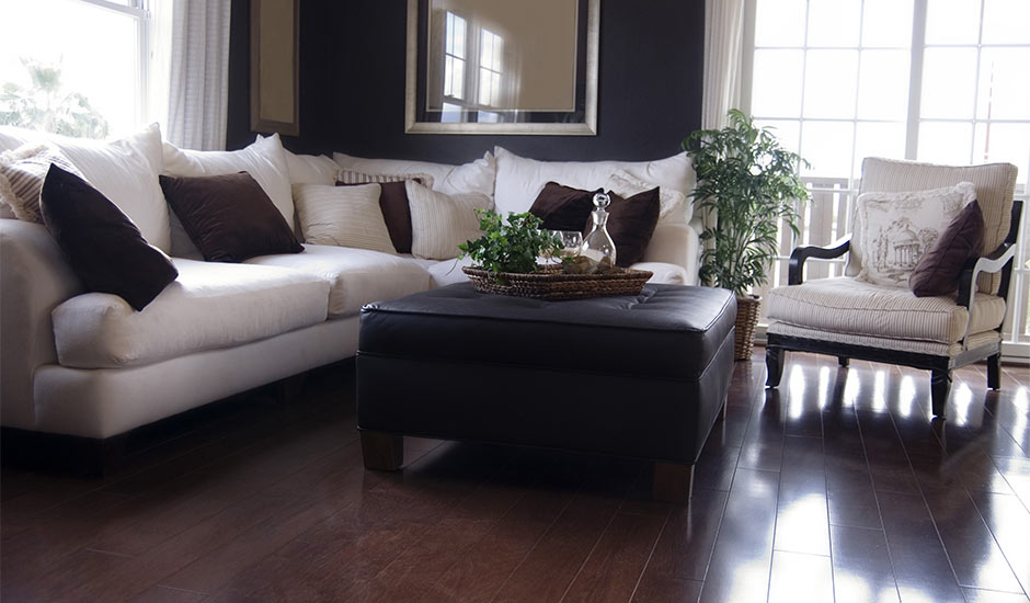dark living room with hardwood floors