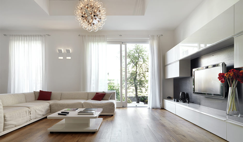 modern hardwood floor living room