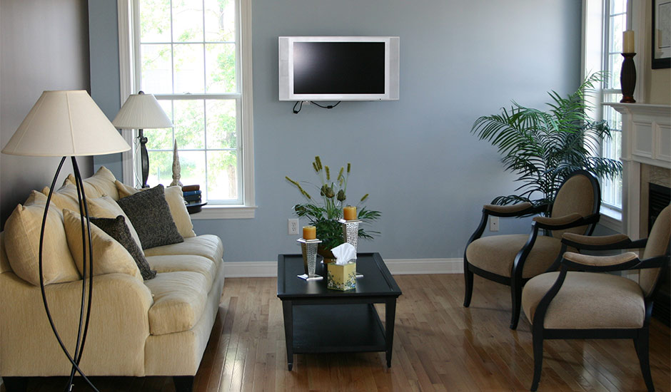 modern slate painted living room